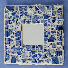 flow blue mosaic mirror