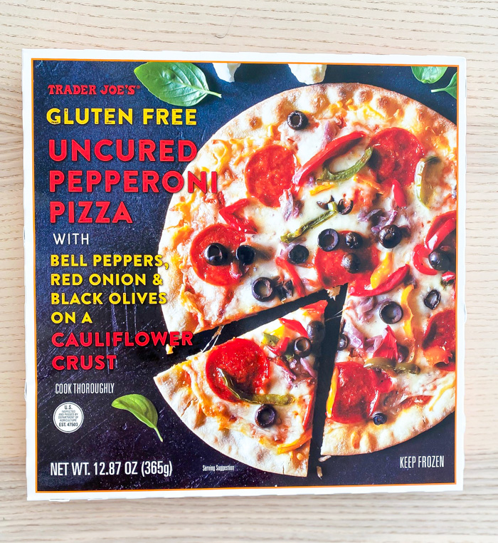 Trader Joe's Gluten Free Uncured Pepperoni Pizza in package