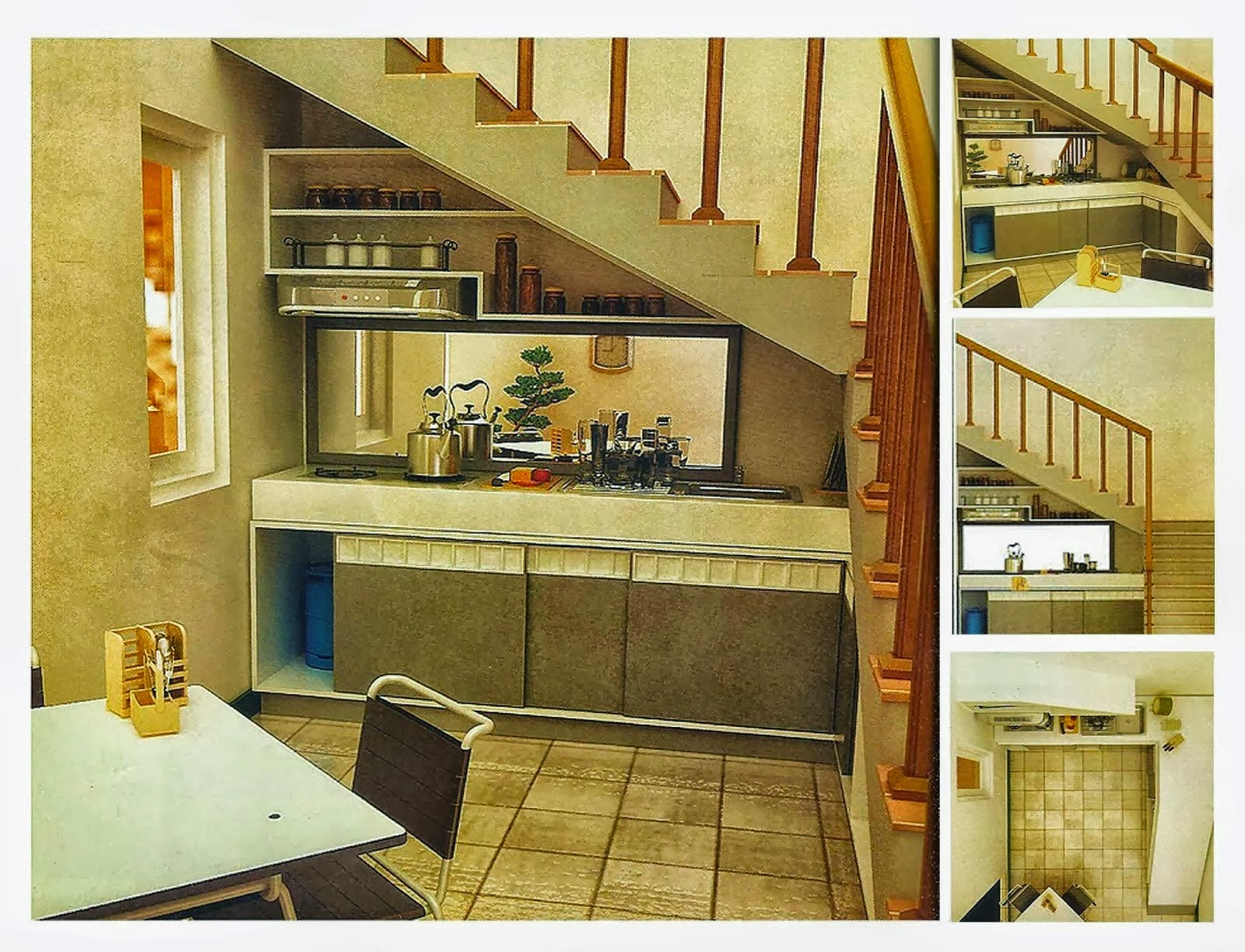 Konsep desain dapur minimalis dibawah tangga 