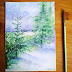 How to draw a pine tree in the snow in watercolor