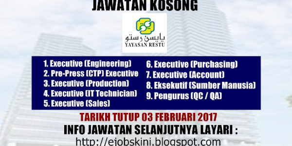 Jawatan Kosong Terkini di Yayasan Restu - 03 Februari 2017