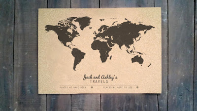 TRAVEL GIFTS: Personalized Cork World Travels Map