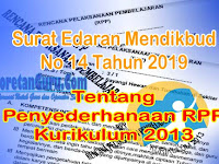 Surat Edaran Mendikbud No 14 Tahun 2019 Tentang Penyederhanaan RPP 