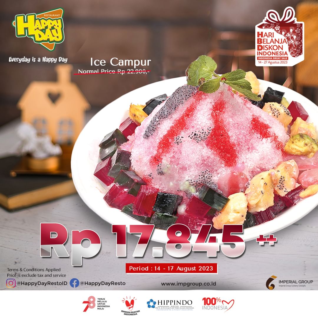 HAPPY DAY RESTO Promo HARI BELANJA DISKON INDONESIA! ICE CAMPUR Hanya Rp 17.845++