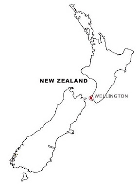 Mapa de Nueva Zelanda para colorear