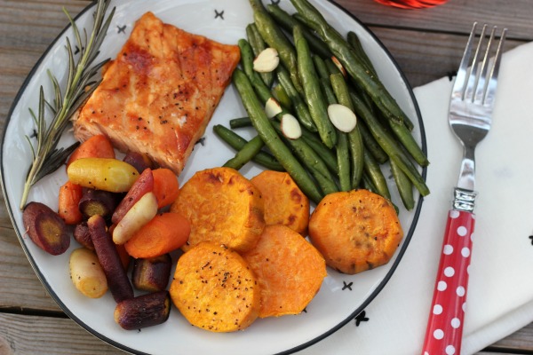 BBQ Salmon Sheet Pan Dinner for Two