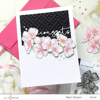 Altenew Mini dogwood, congratulations card, quillish,