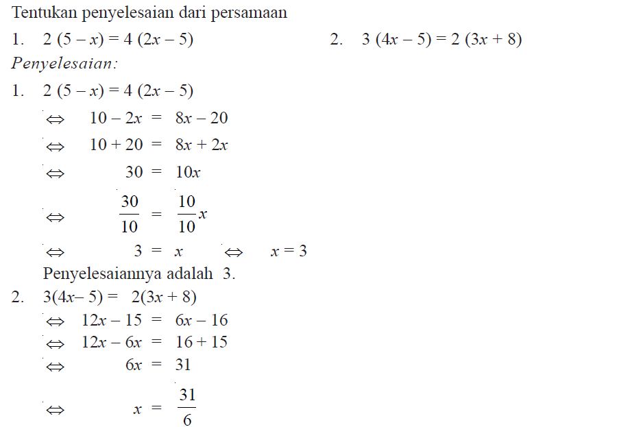 Pengertian dan Contoh Soal Persamaan Linear Satu Variabel 