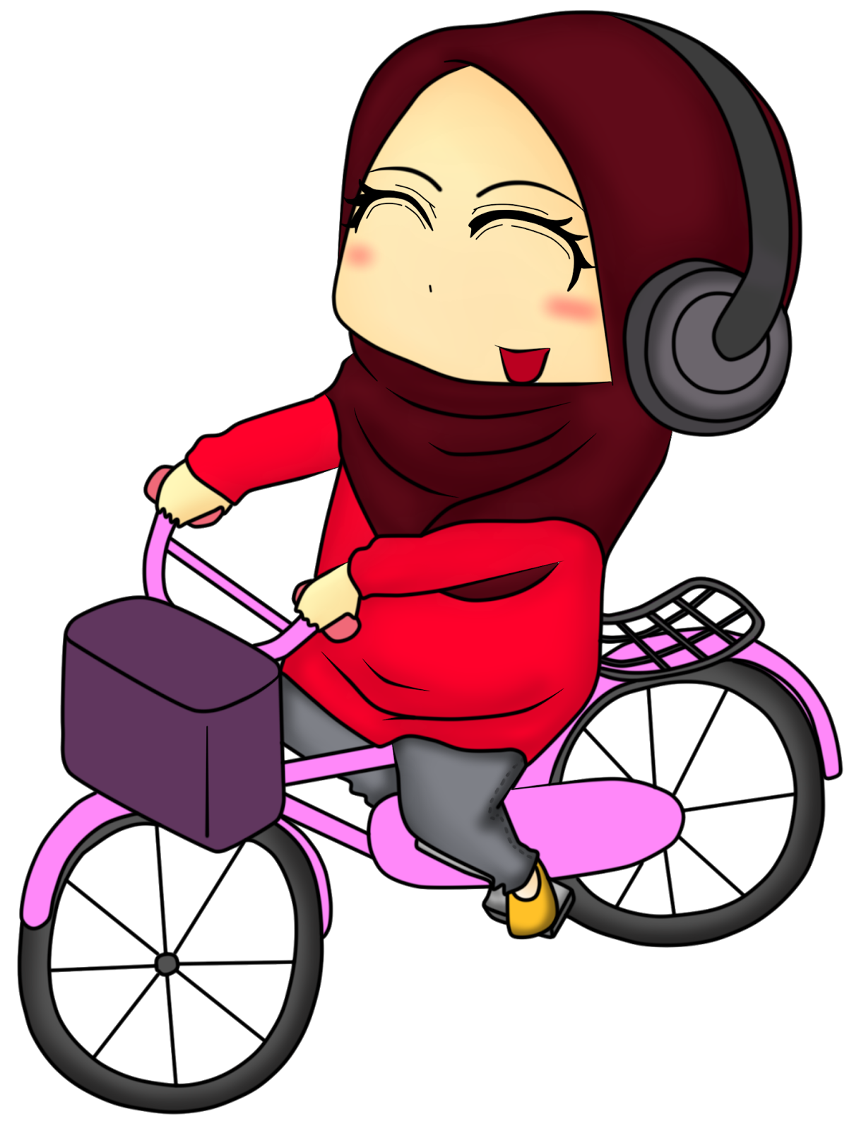 Doodle Muslimah Kahwin Naik Basikal