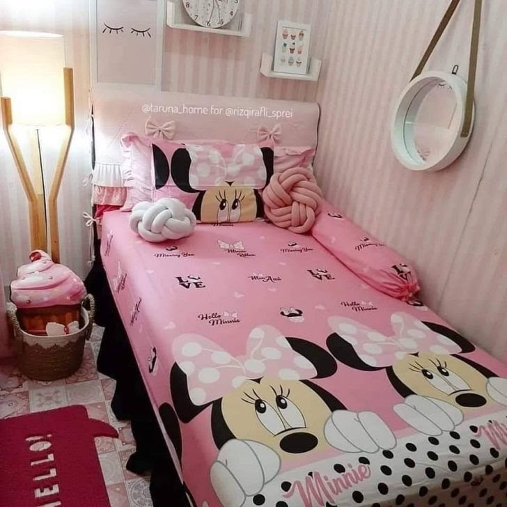 Inspirasi ide dekorasi kamar sederhana minimalis modern anak perempuan cat warna pink