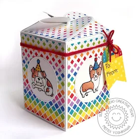 Sunny Studio Stamps Party Pups Dog Themed Birthday Gift Box (using Wrap Around Box Die & Surprise Party 6x6 Paper)
