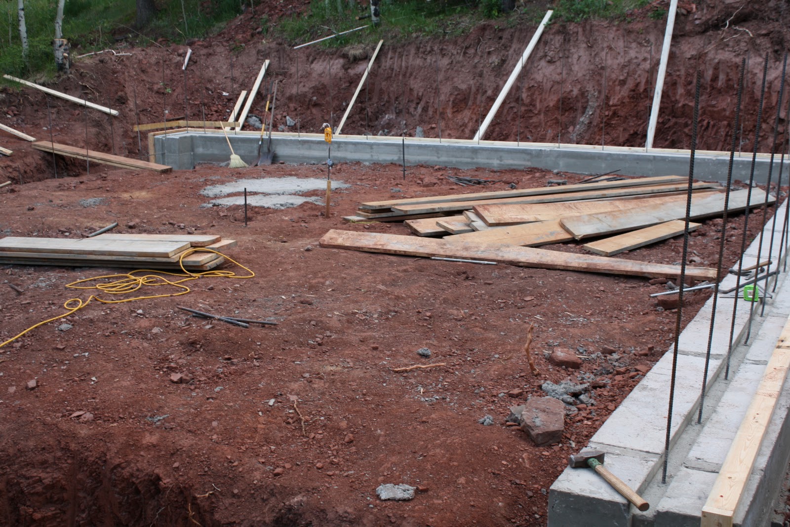 River Run Cabin, Cuchara, Colorado: Prep for basement walls