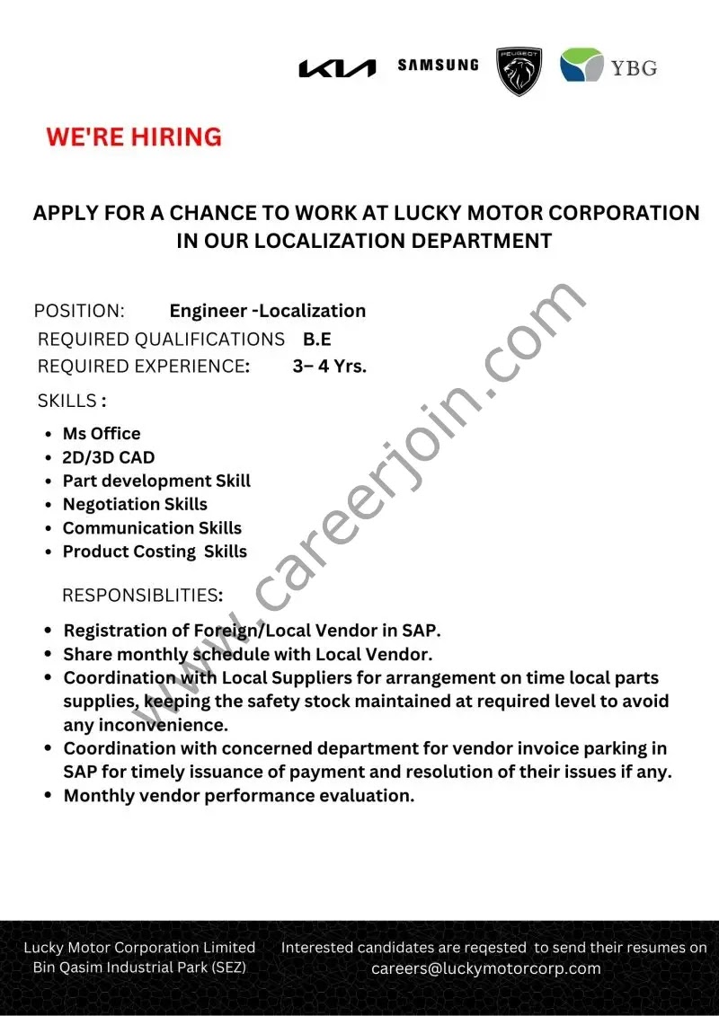 Lucky Motor Corp Ltd Jobs Advertisement 2023