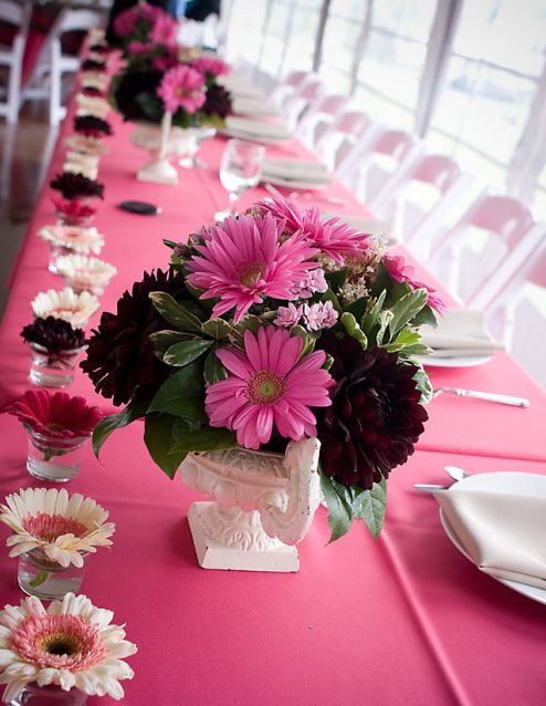 Stunning Pink Petals as Wedding Centerpiece Beautiful Table Decorations