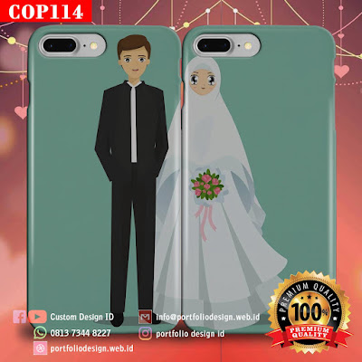Foto pernikahan muslim cetak casing handphone couple COP114