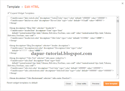 Halaman Edit HTML