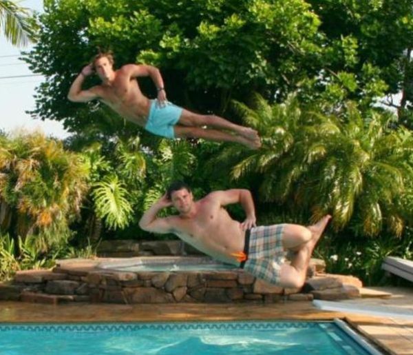 Funny Poses Above the Pool