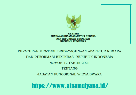 Permenpan RB Nomor 42 Tahun 2021 Tentang Jabatan Fungsional Widyaiswara