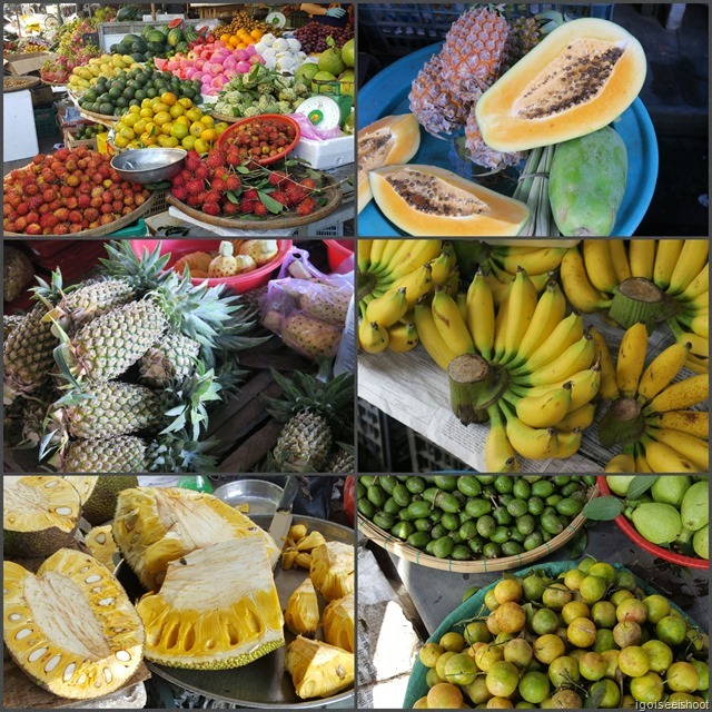 Colourful tropical fruits of South East Asia at the Hoi An wet market.