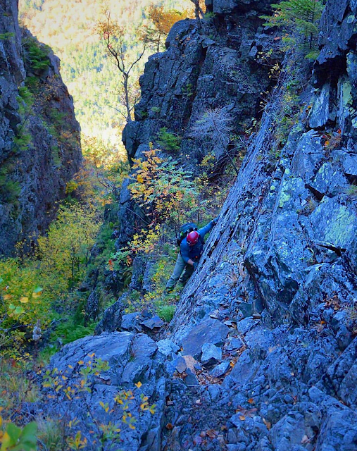 Jimmy contemplates his next move on the Mt. Lowell Chute.