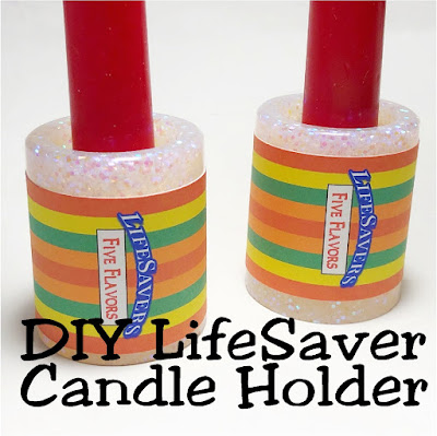 Create a unique and fun candle holder for your Valentine's day party with this easy resin craft with free printable.  These LifeSaver candle holders are the perfect addition to any sweet dinner party or table.