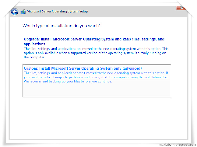 Custom Install Microsoft Server Operating System only