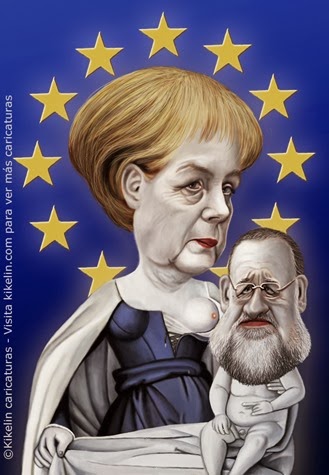 Resultado de imagen de Rajoy llevandole un regalo a Merkel