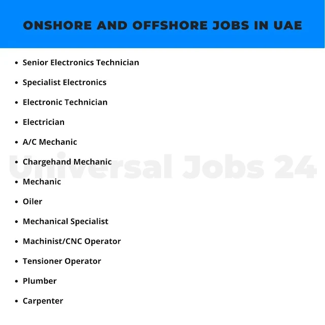 Onshore and Offshore Jobs in UAE