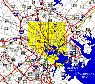 Baltimore map of interstates