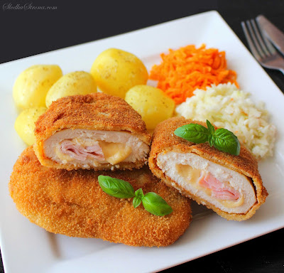 Cordon Blue - Kotlet po Szwajcarsku (Kotlet z Kurczaka z Szynką i Serem) - Przepis - Słodka Strona