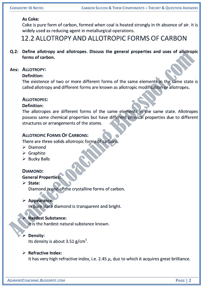 carbon-silicon-and-their-components-theory-notes-and-question-answers-chemistry-ix