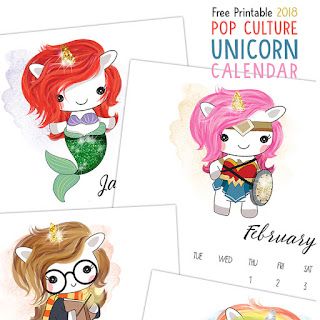 free 2018 unicorn callendar