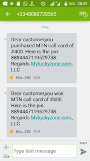 Airtime earned from myluckyzone 