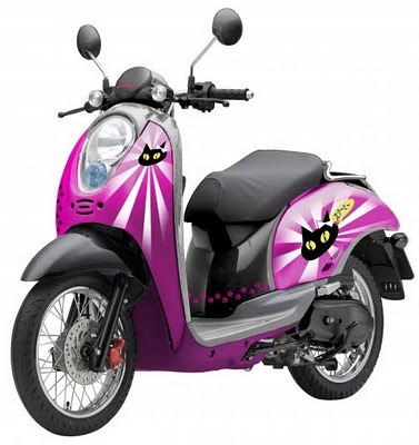 ! Modifikasi Motor Honda Scoopy - Cat Pink Ungu Simple 