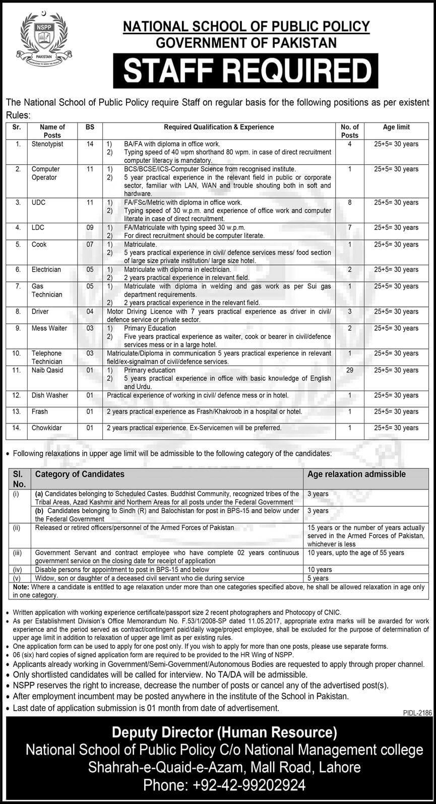 National School of Public Policy Jobs 2023 Lahore