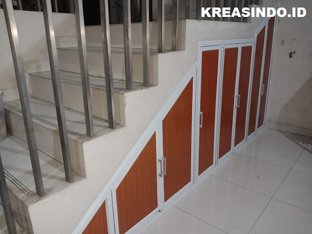 Lemari Bawah Tangga Aluminium dan Kitchen Set Aluminium pesanan Bpk Leman di Cengkareng