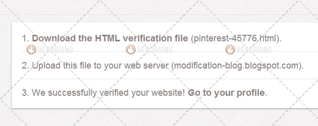 Verifikasi Blogger ke Akun Pinterest