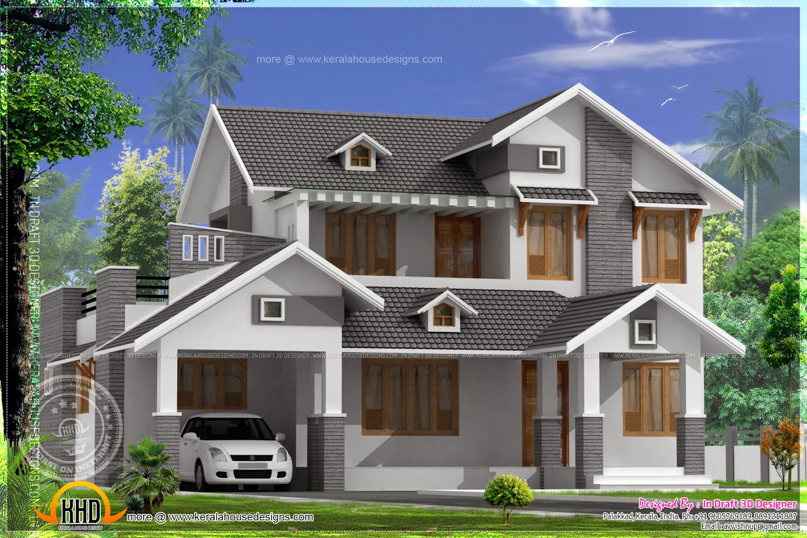 2367 Square Feet Sloping Roof Home Kerala Home Design And Floor