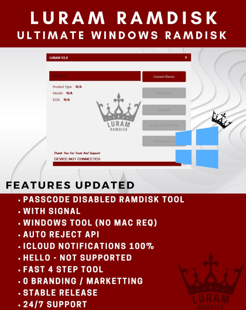 Download LURam Tool v1.0 Passcode Disable Ramdisc Windows Tool iOS15