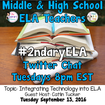 Join secondary English Language Arts teachers Tuesday evenings at 8 pm EST on Twitter. This week's chat will be about integrating technology into the ELA classroom.