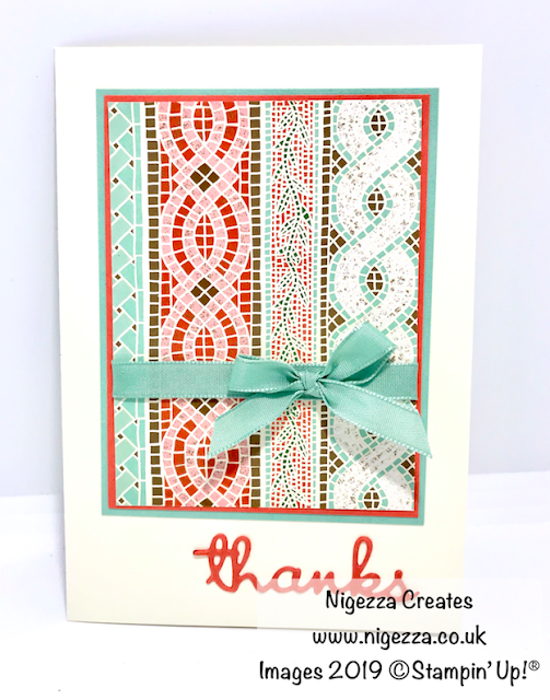 Nigezza Creates, Stampin Up Mosaic Mood Customer Thank You Card