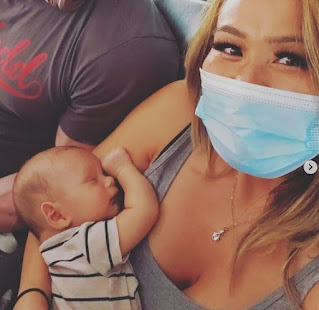 Miki Sudo clicking selfie with her baby son Mike