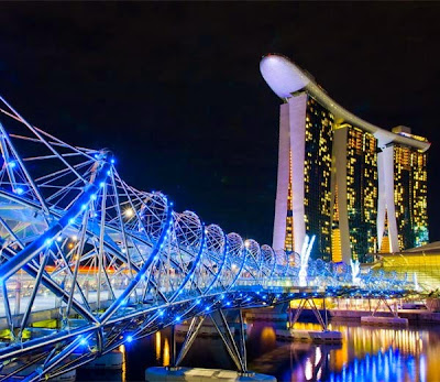 1. हेलिक्स ब्रिज, सिंगापुर ( Helix Bridge, Marina Bay area, Singapore)