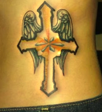 cross tattoos with wings on arm. cross tattoos with wings on