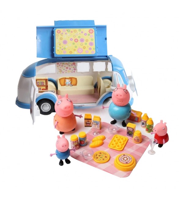 Mainan Anak - Peppa Pig Blue Camping Car Toy Set