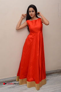 Telugu Actress Divya Nandini Stills in Orange Sleeveless Gown at Chennai Chaitrama Movie le Launch Event  0129.JPG