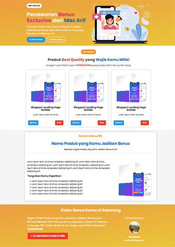 landing page blogspot