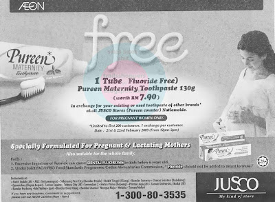 FREE Pureen Maternity Toothpaste 130g at JUSCO