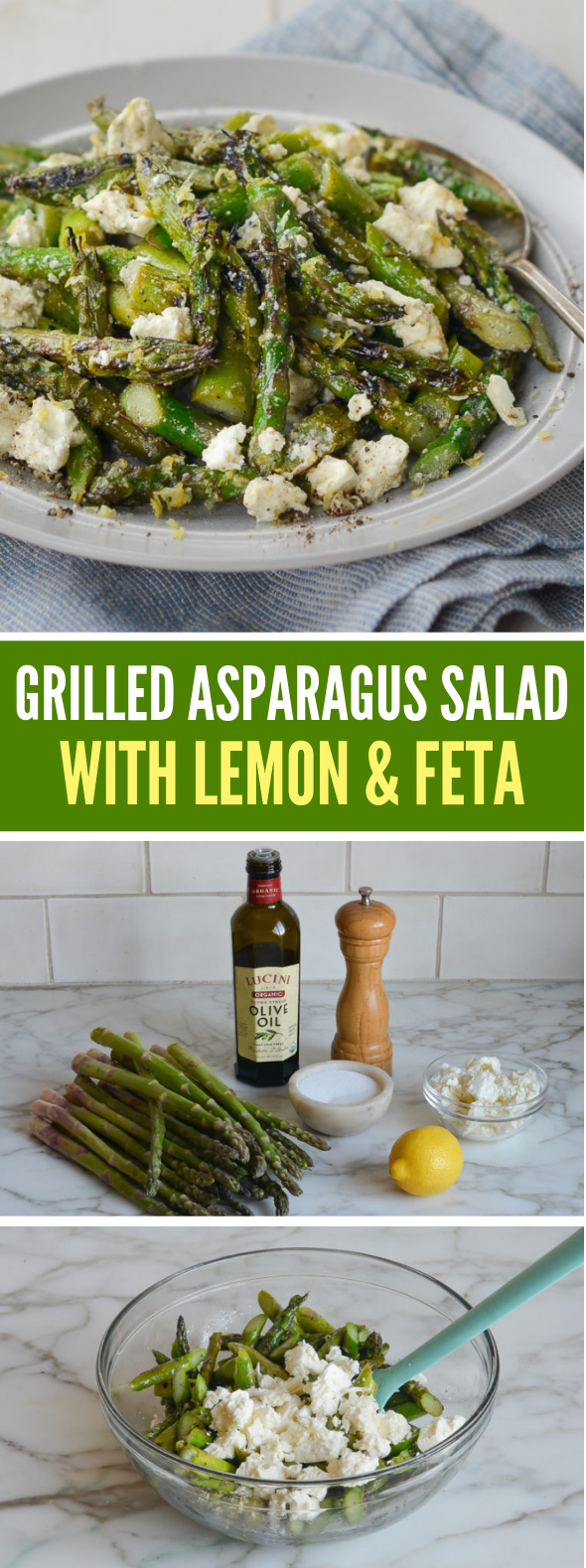 Grilled Asparagus Salad with Lemon & Feta #vegetarian #glutenfree