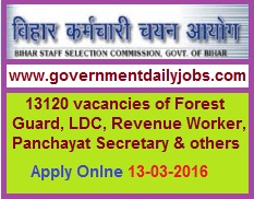 BSSC RECRUITMENT 2016 APPLY ONLINE FOR 13120 FOREST GUARD & OTHER POSTS